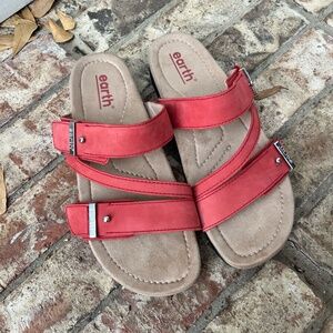 Earth Comfort Slide Sandal Leather Adjustable Cork Footbed Womens 10W Supportive